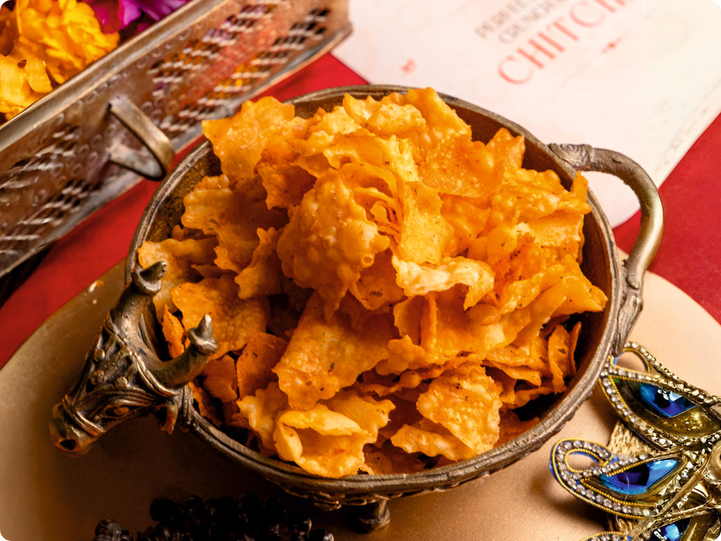 Sumukh Namkeen - A light, crisp texture that is packed with homely flavors.