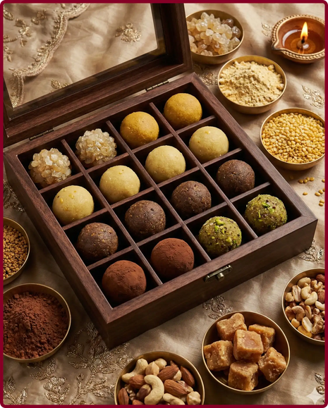 Assorted Laddoo (Gond, Moong, Besan – Mix Box)